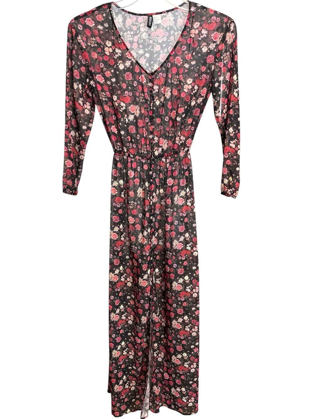 Floral, sheer, button down maxi dress. Divided size 2